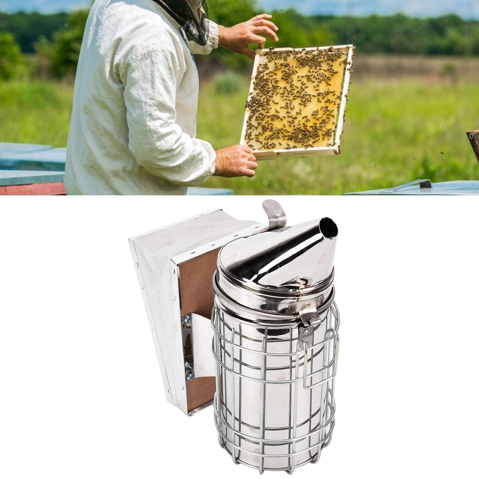 Beekeeping Starters Kit Beehive Smoker Wire Embedder Scraper Bee Brush Supplies Tools for Beekeepers V1294-YM0523-3111210401811