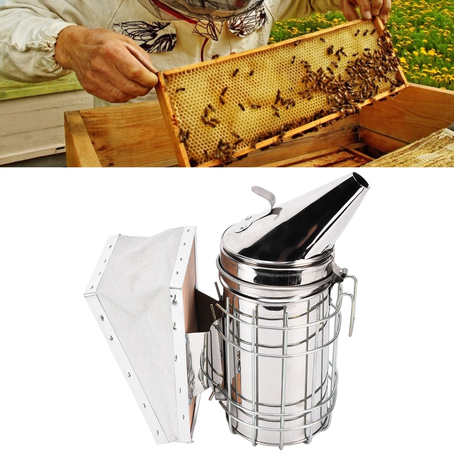 Beekeeping Starters Kit Beehive Smoker Wire Embedder Scraper Bee Brush Supplies Tools for Beekeepers V1294-YM0523-3111210401811