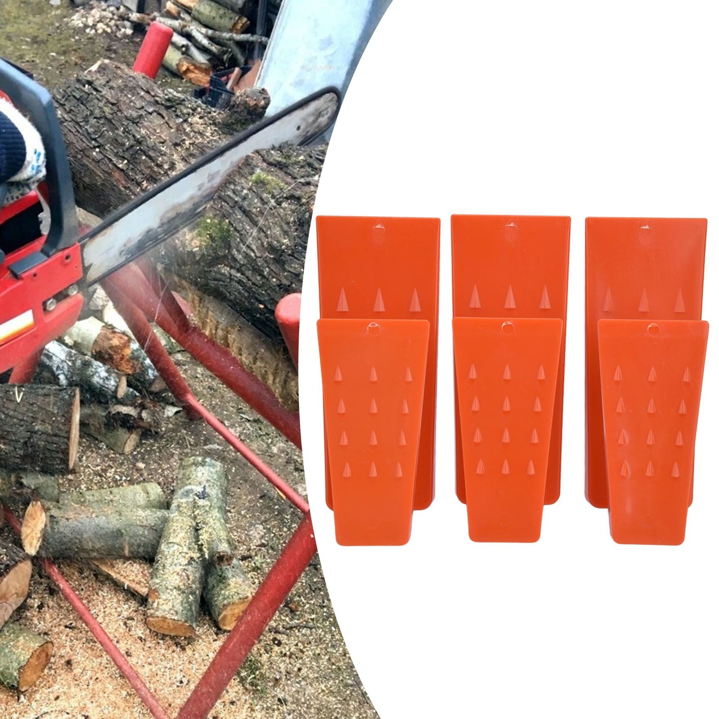 6pcs Chainsaw Wedges Increasing Friction Red Durable Plastic Tree Cutting Supplies for Woodworking V1294-YM0523-3111210402511