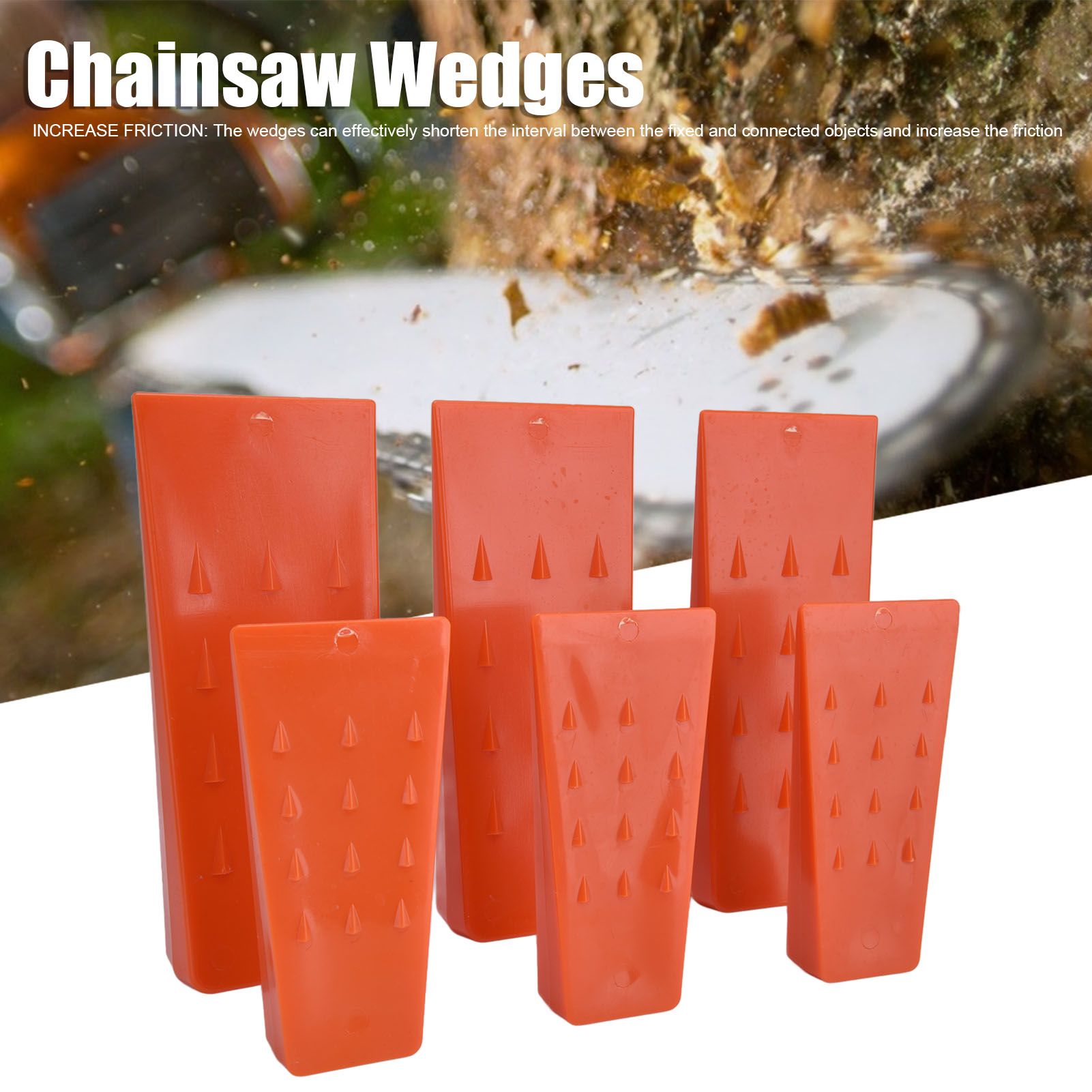 6pcs Chainsaw Wedges Increasing Friction Red Durable Plastic Tree Cutting Supplies for Woodworking V1294-YM0523-3111210402511