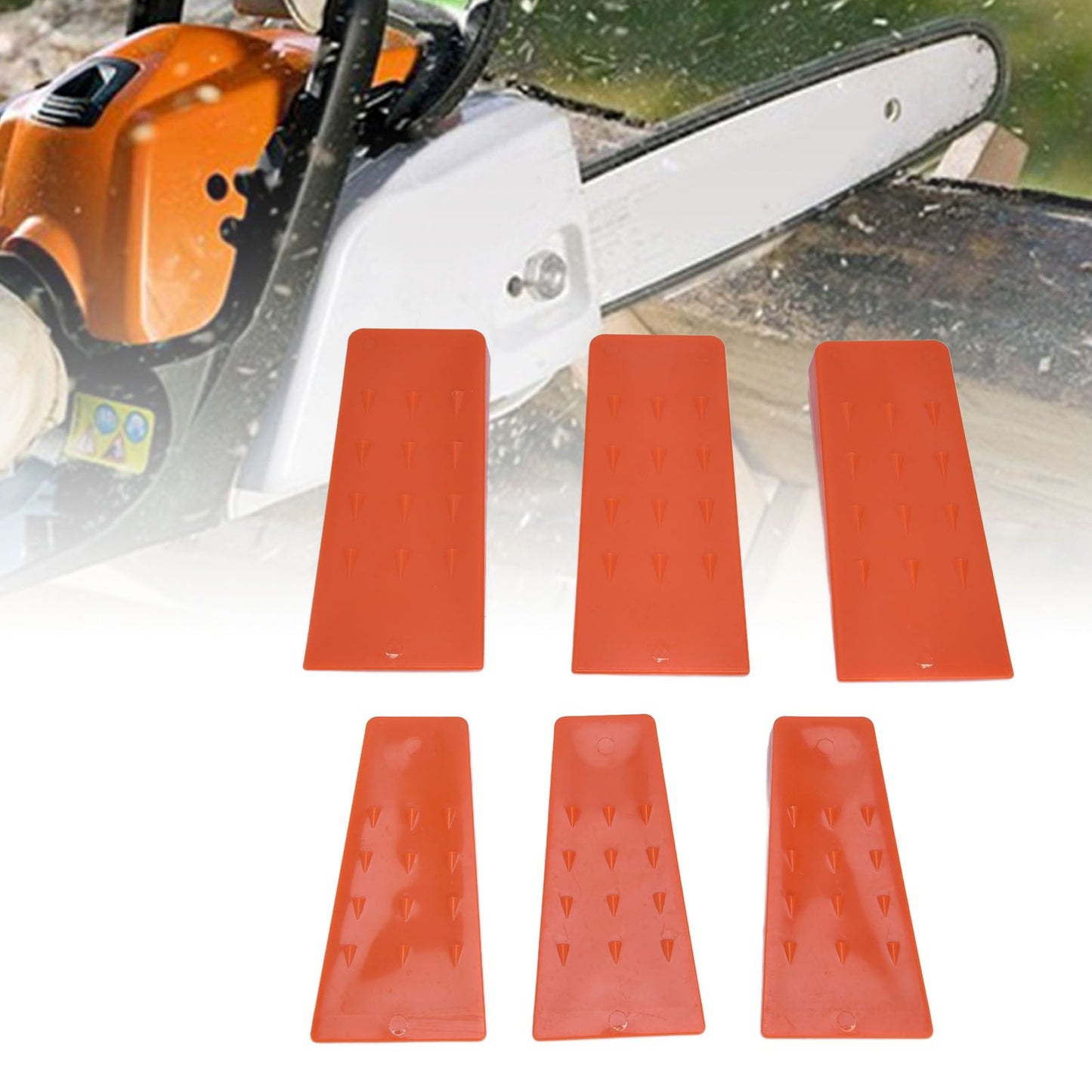 6pcs Chainsaw Wedges Increasing Friction Red Durable Plastic Tree Cutting Supplies for Woodworking V1294-YM0523-3111210402511