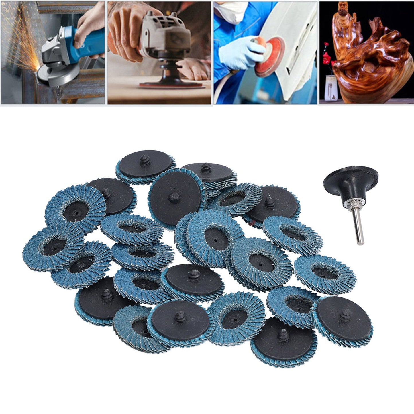 31PCS 2in/5cm Flat Flap Disc 40/60/80 Grits Blue Zirconia Alumina for Grinding Blending Sanding V1294-YM0523-3111210403811