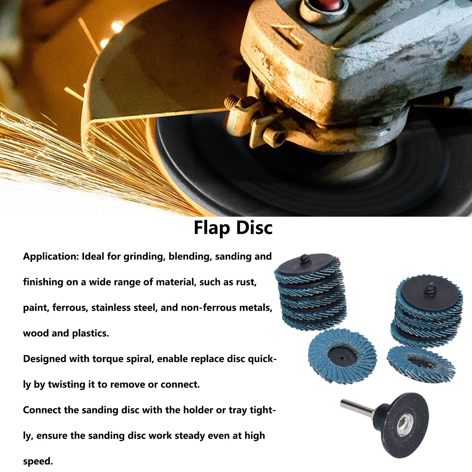 31PCS 2in/5cm Flat Flap Disc 40/60/80 Grits Blue Zirconia Alumina for Grinding Blending Sanding V1294-YM0523-3111210403811