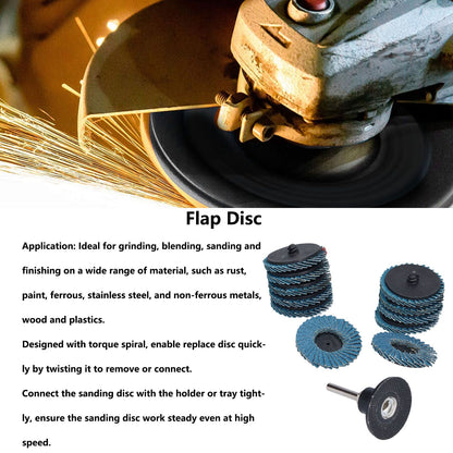 31PCS 2in/5cm Flat Flap Disc 40/60/80 Grits Blue Zirconia Alumina for Grinding Blending Sanding V1294-YM0523-3111210403811