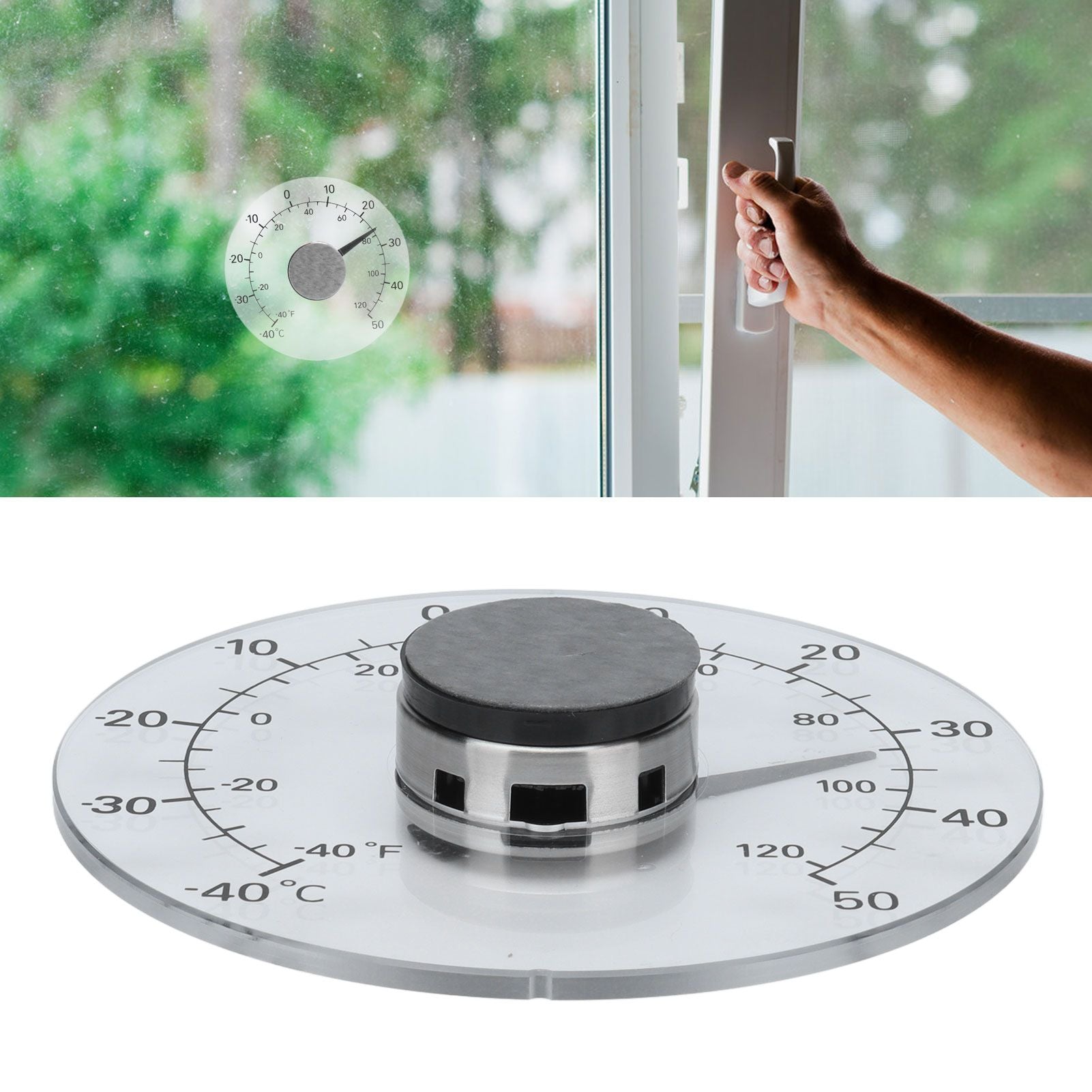 Outdoor Thermometer Adhesive Transparent Waterproof Door Window Temperature Meter for Farm Home V1294-YM0523-3111210404611
