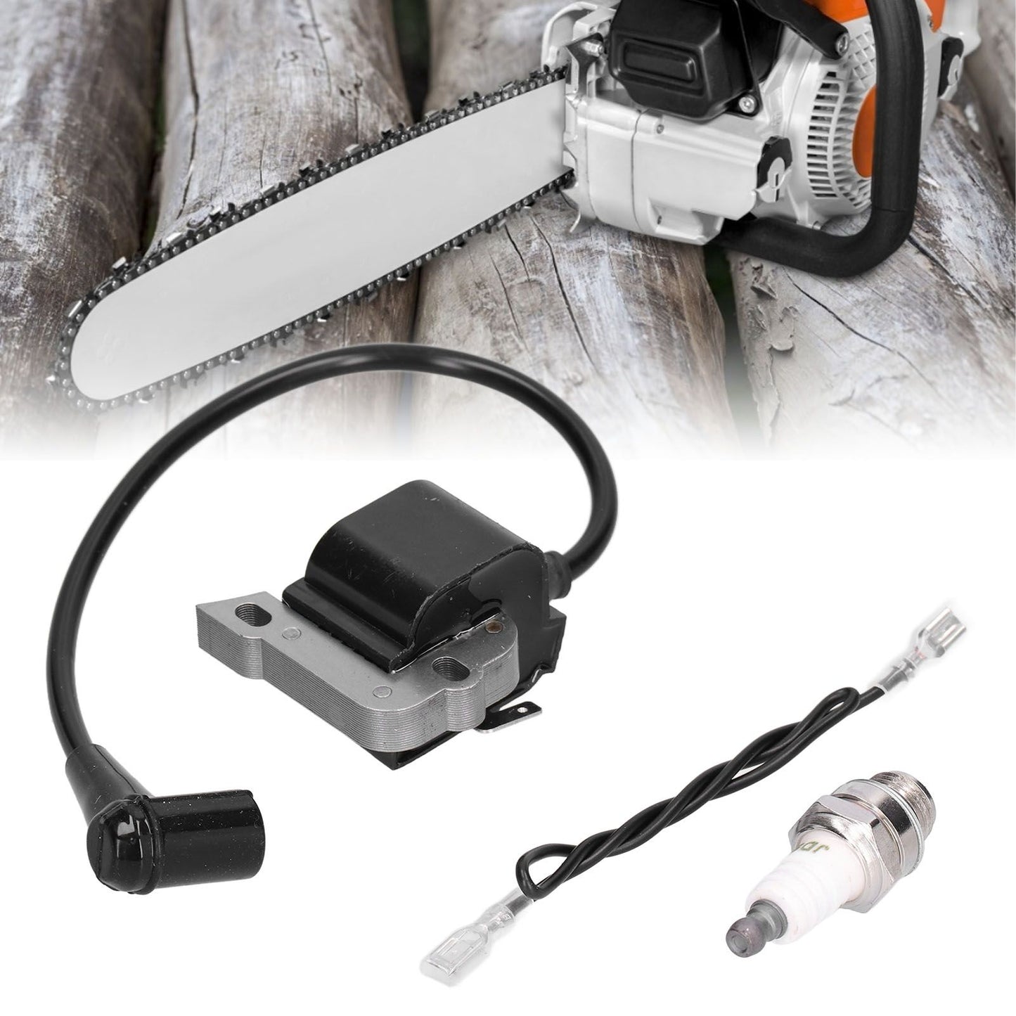 Ignition Coil Module with Spark Plug Suitable for JONSERED Chain Saw 450 455 525 535 490 590 V1294-YM0523-3111210405211