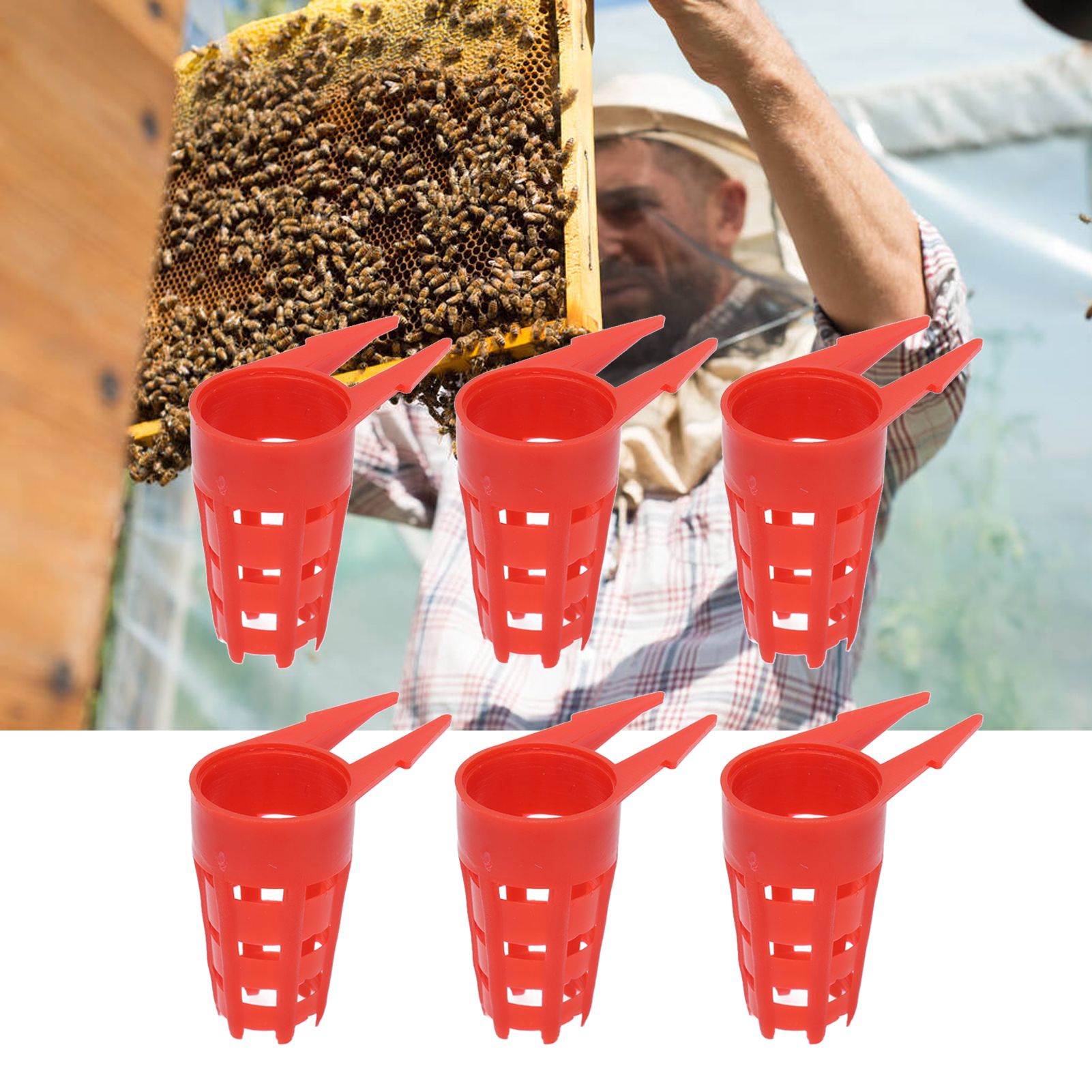 20pcs Queen Bee Cages Small Plastic Protective Safe Bee Cells Cover for Beekeeping Equipment V1294-YM0523-3111210407211