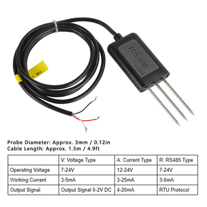 IP68 Soil Moisture Sensor Humidity Transducer for Garden Greenhouse Agriculture 0-100% 2s ResponseOutput 0-2V V1294-YM0523-3111210408211