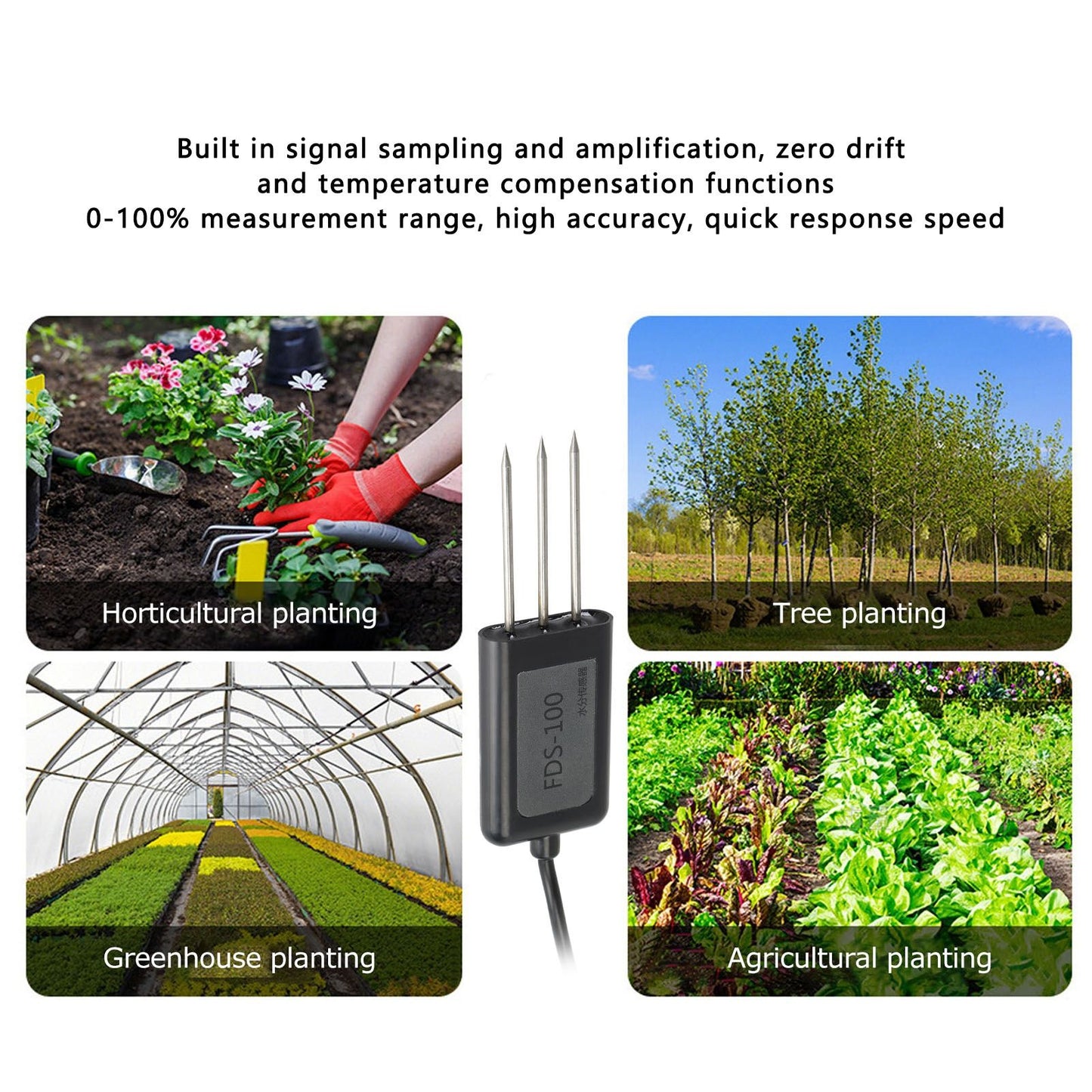 IP68 Soil Moisture Sensor Humidity Transducer for Garden Greenhouse Agriculture 0-100% 2s ResponseOutput 0-2V V1294-YM0523-3111210408211