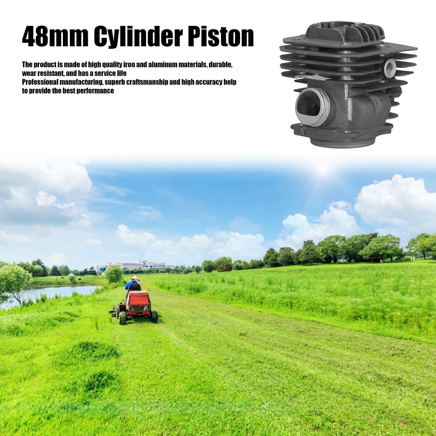 48MM Cylinder Piston Garden Tools Accessories for Oleo-Mac 956-156 Emak 395023 Chainsaw V1294-YM0523-3111210409811