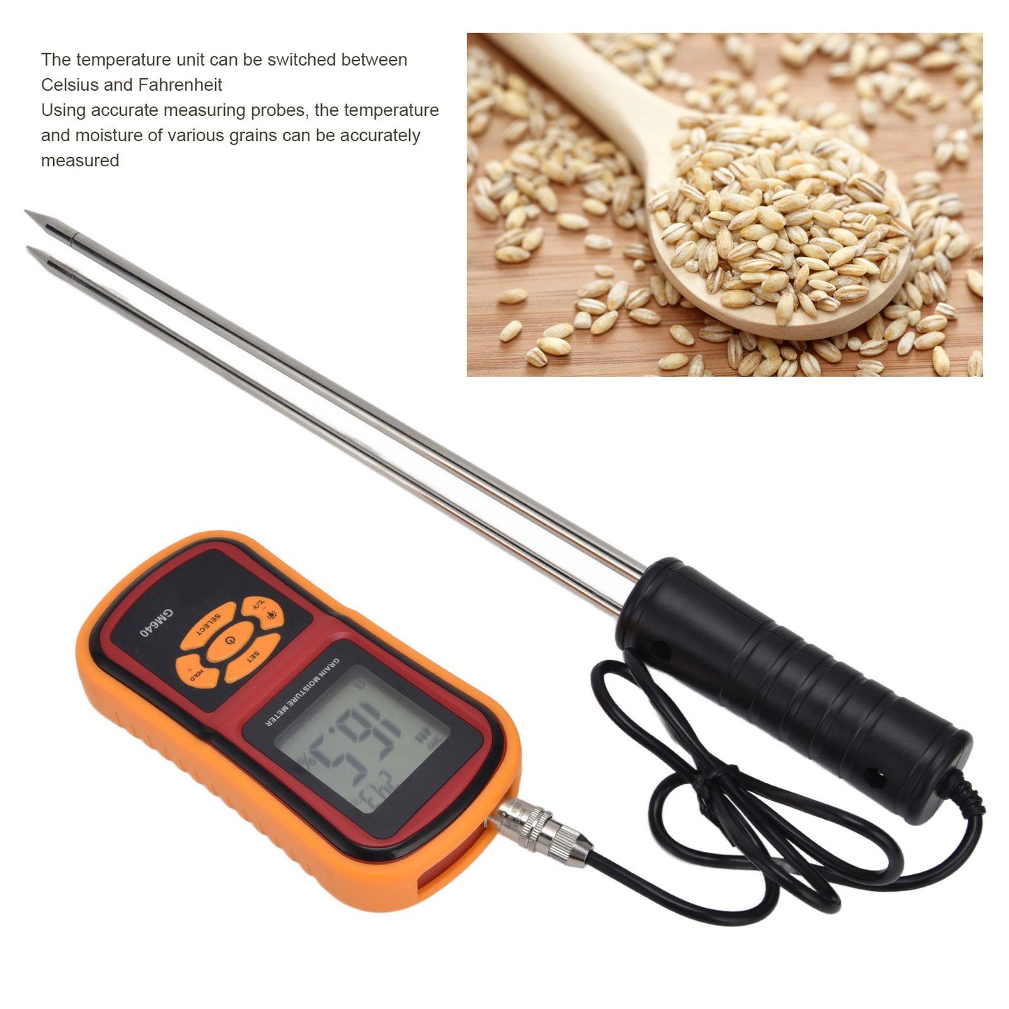Digital Moisture Detector Portable Grain Moisture Meter LCD Hygrometer Humidity Tester for Wheat Corn Rice V1294-YM0523-3111210414011