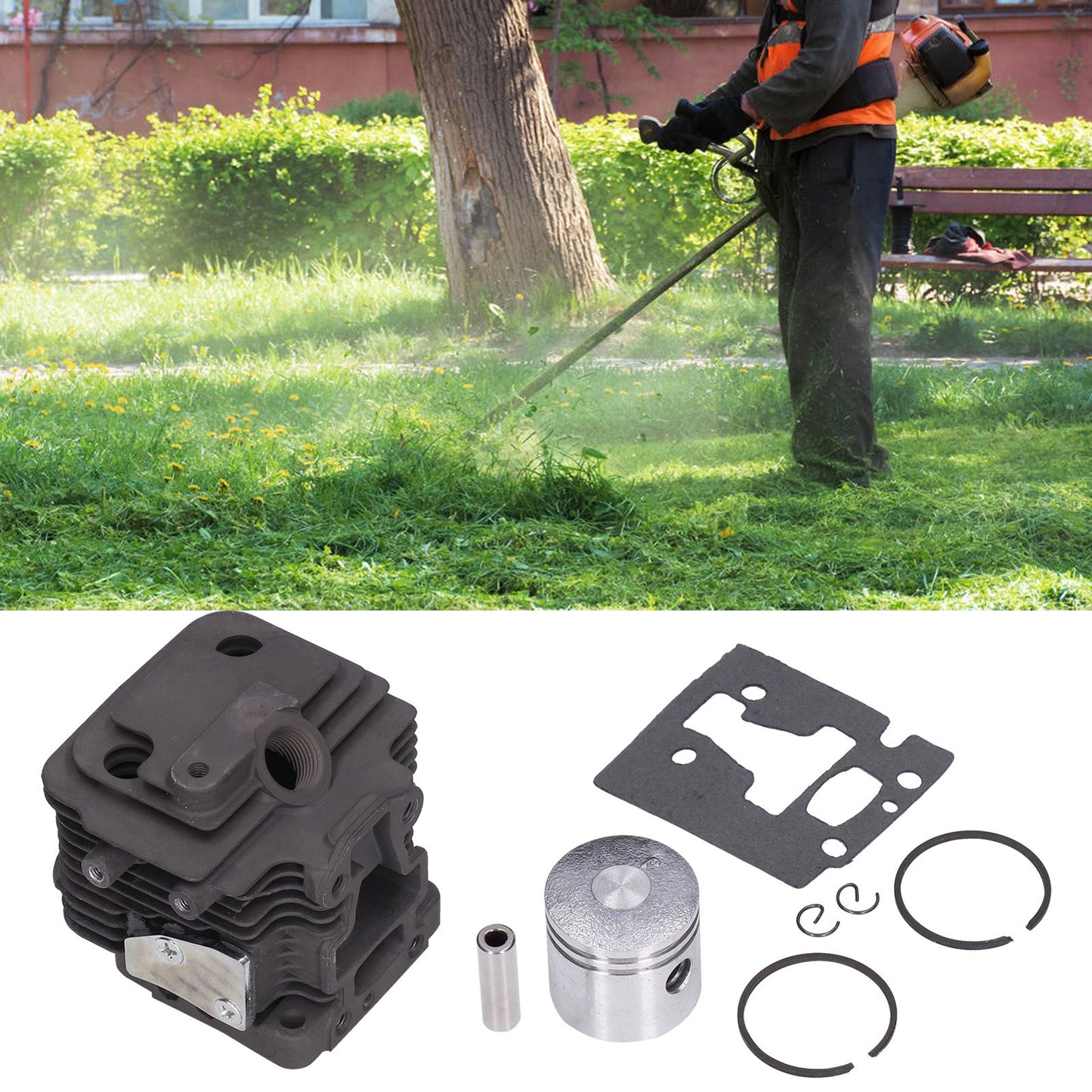32mm Cylinder Piston Kit Garden Brush Cutter Cylinder Piston Assembly with Gasket for TJ23 V1294-YM0523-3111210414511