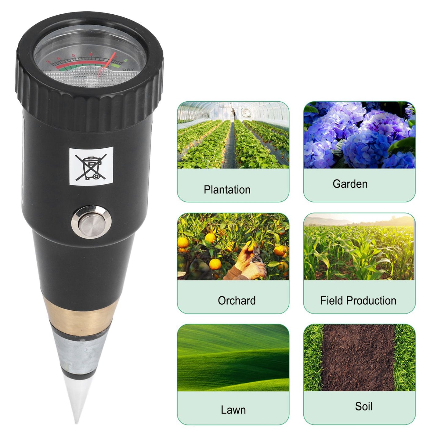 Soil PH Moisture Meter High Accuracy Needle Type 2 In 1 Soil Tester with 3 to 8 PH Range 1 to 8 Moisture Range V1294-YM0523-3111210416311