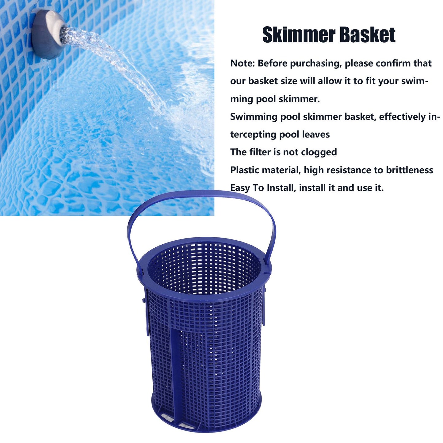 Pool Strainer Basket Replacement Plastic 6.7x5.2in Skimmer Basket for Swimming Pools V1294-YM0523-3111210417611