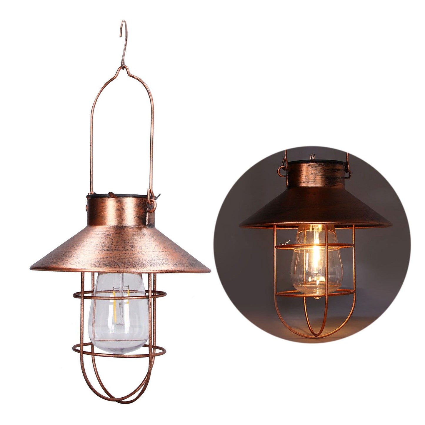 Solar Hanging Light Decorative Iron Frame LED Outdoor Retro Lantern for Garden Yard Porch V1294-YM0523-3111210487311