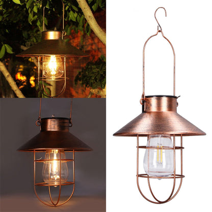 Solar Hanging Light Decorative Iron Frame LED Outdoor Retro Lantern for Garden Yard Porch V1294-YM0523-3111210487311