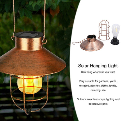 Solar Hanging Light Decorative Iron Frame LED Outdoor Retro Lantern for Garden Yard Porch V1294-YM0523-3111210487311