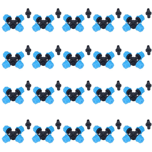 20Pcs Cross Spray Nozzle Irrigation Cross Atomization Micro Nozzle for Lawn Garden Terrace V1294-YM0523-3111210496811