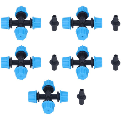 20Pcs Cross Spray Nozzle Irrigation Cross Atomization Micro Nozzle for Lawn Garden Terrace V1294-YM0523-3111210496811