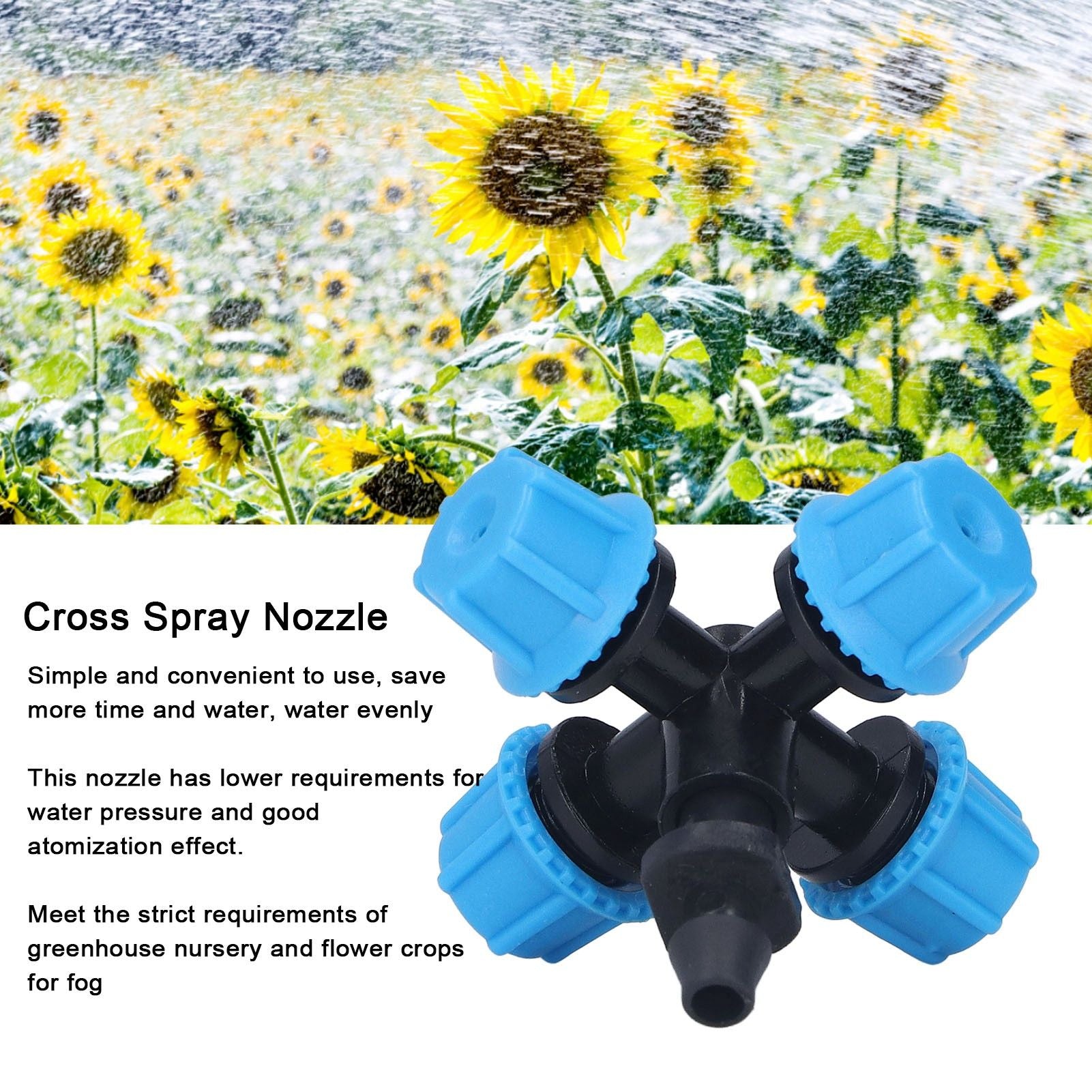 20Pcs Cross Spray Nozzle Irrigation Cross Atomization Micro Nozzle for Lawn Garden Terrace V1294-YM0523-3111210496811