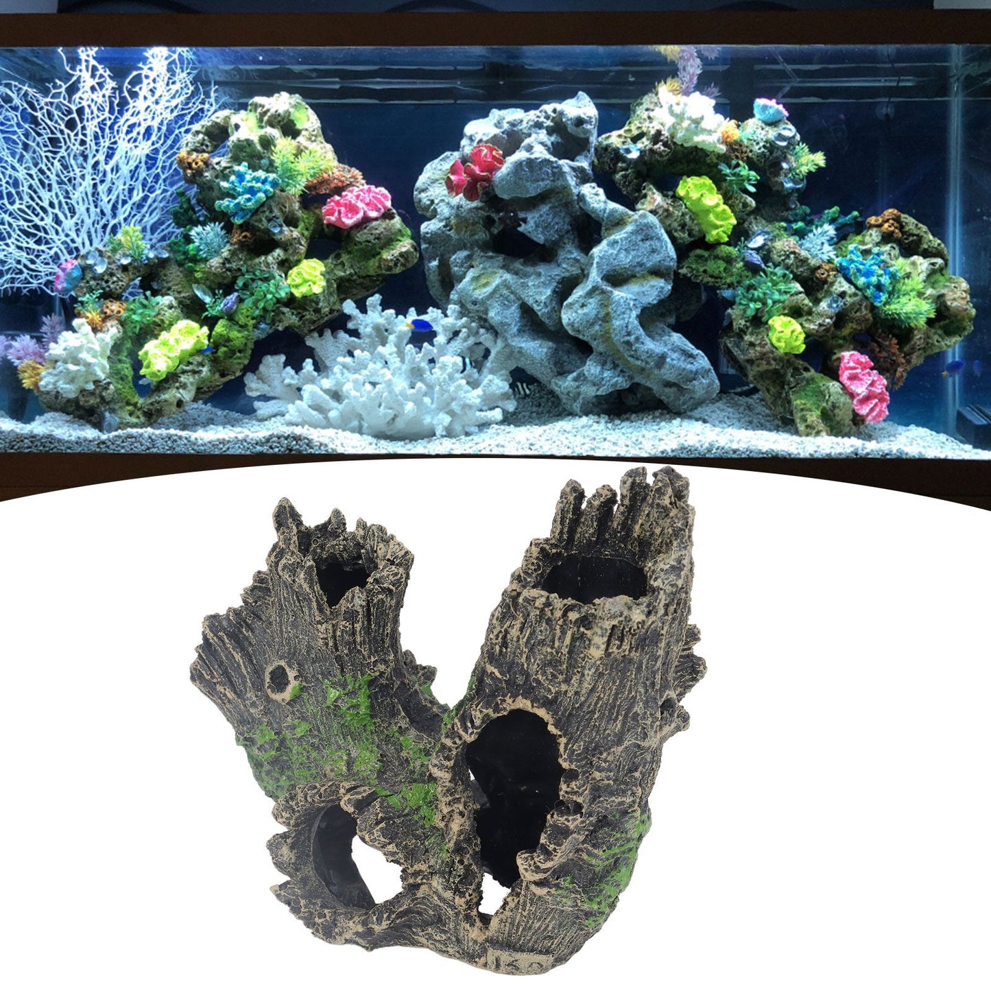 Aquarium Tree Stump Hole Exquisite Shrimp Dodging House Hollow Tree Hole Resin Crafts Decorations V1294-YM0523-3111210499611
