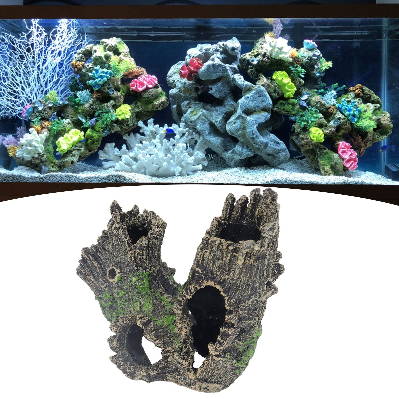 Aquarium Tree Stump Hole Exquisite Shrimp Dodging House Hollow Tree Hole Resin Crafts Decorations V1294-YM0523-3111210499611