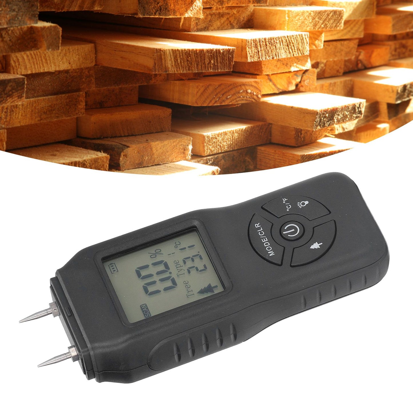 Wood Moisture Meter Large LCD Easy Operation ATC Function Wide Application Stable Accurate Durable Water V1294-YM0523-3111210502111