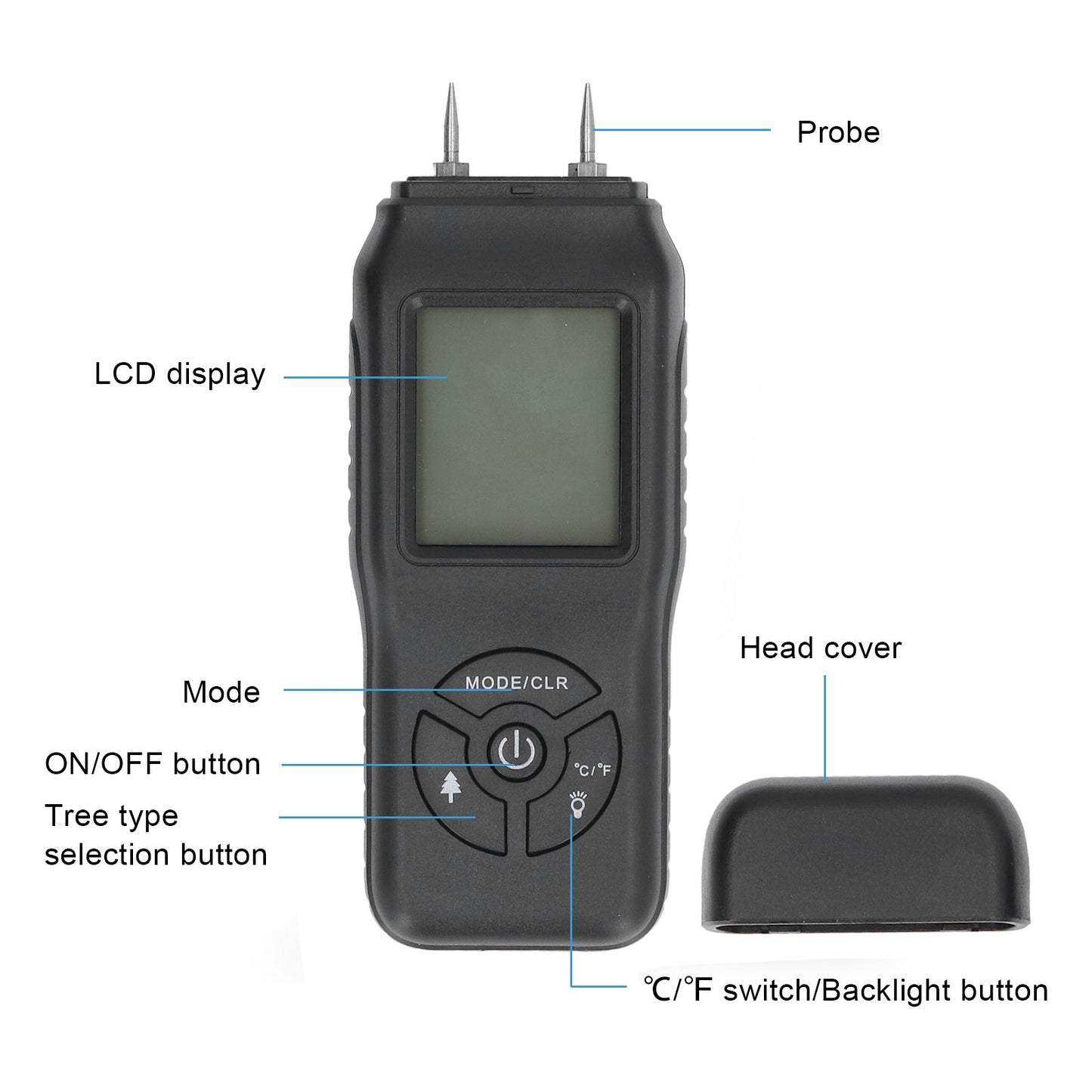 Wood Moisture Meter Large LCD Easy Operation ATC Function Wide Application Stable Accurate Durable Water V1294-YM0523-3111210502111
