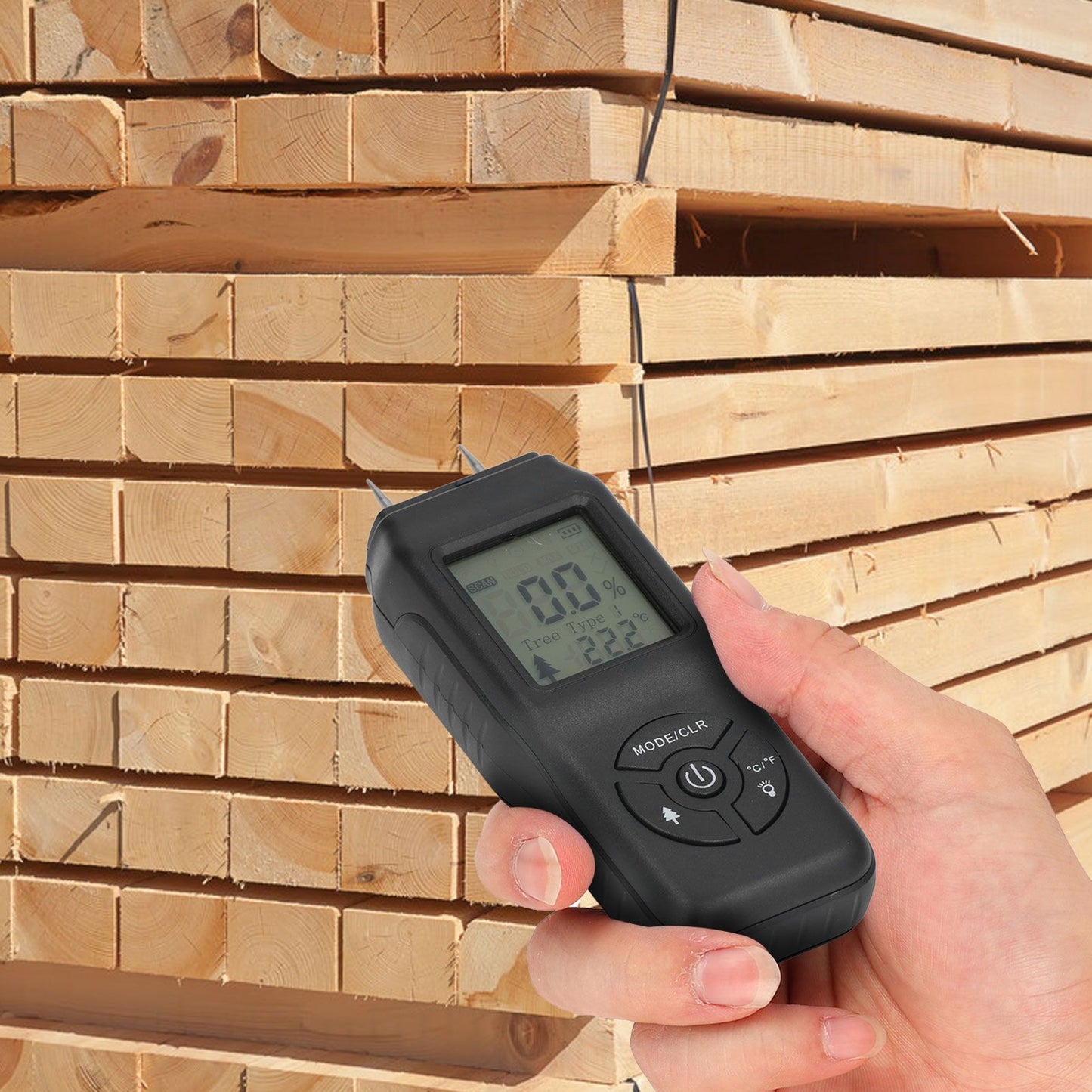 Wood Moisture Meter Large LCD Easy Operation ATC Function Wide Application Stable Accurate Durable Water V1294-YM0523-3111210502111