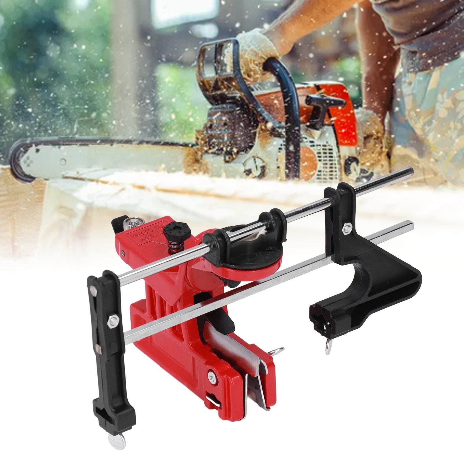 Chain Sharpener Sharpening Stone Guide Bracket Adjustable Steel Red Rustproof for Home V1294-YM0523-3111210503211