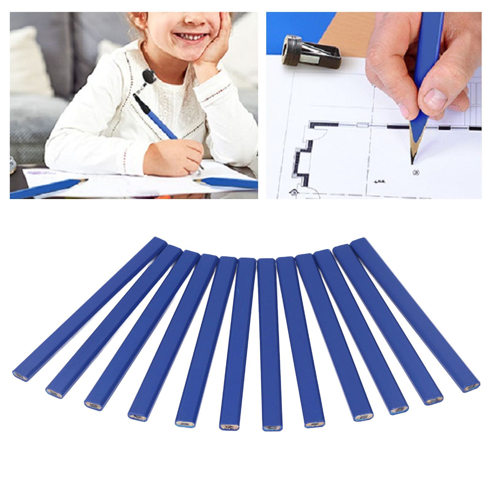 7in Carpenter Pencil Set with Sharpener Flat Octagonal Woodworking Pencil Wood Marking Pencil for Carpentry V1294-YM0523-3111210503511