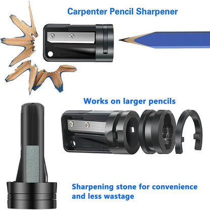 7in Carpenter Pencil Set with Sharpener Flat Octagonal Woodworking Pencil Wood Marking Pencil for Carpentry V1294-YM0523-3111210503511