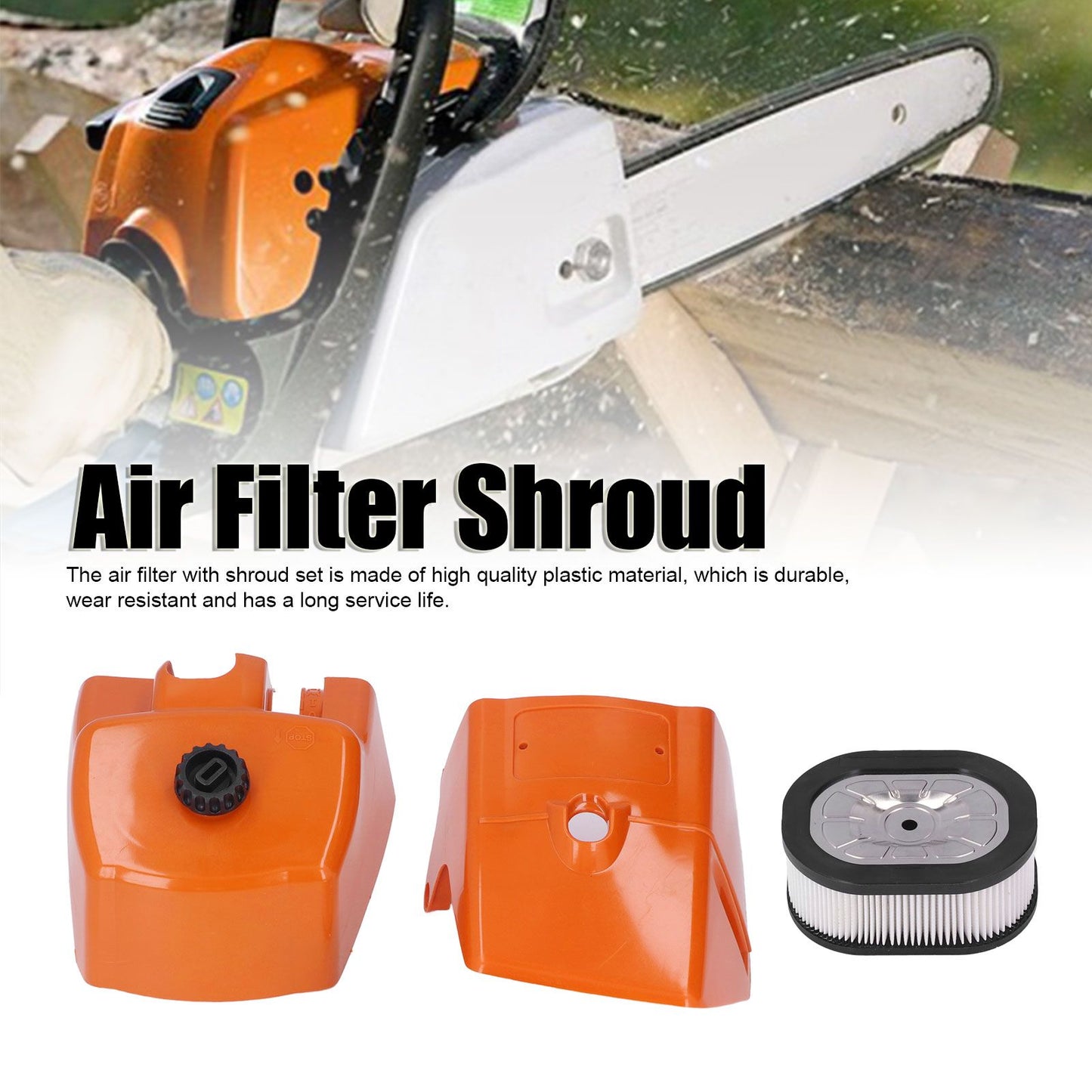 Air Filter with Cylinder Cover Set Plastic Replacement for Stihl 066 MS660 MS650 Chainsaw 000 120 1654 V1294-YM0523-3111210507511