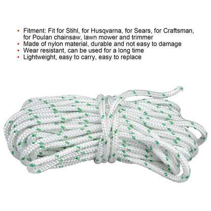 4.5mmx10m Recoil Starter Rope Nylon Garden Chainsaw Starter Pull Cord for Husqvarna Lawn Mower V1294-YM0523-3111210508311