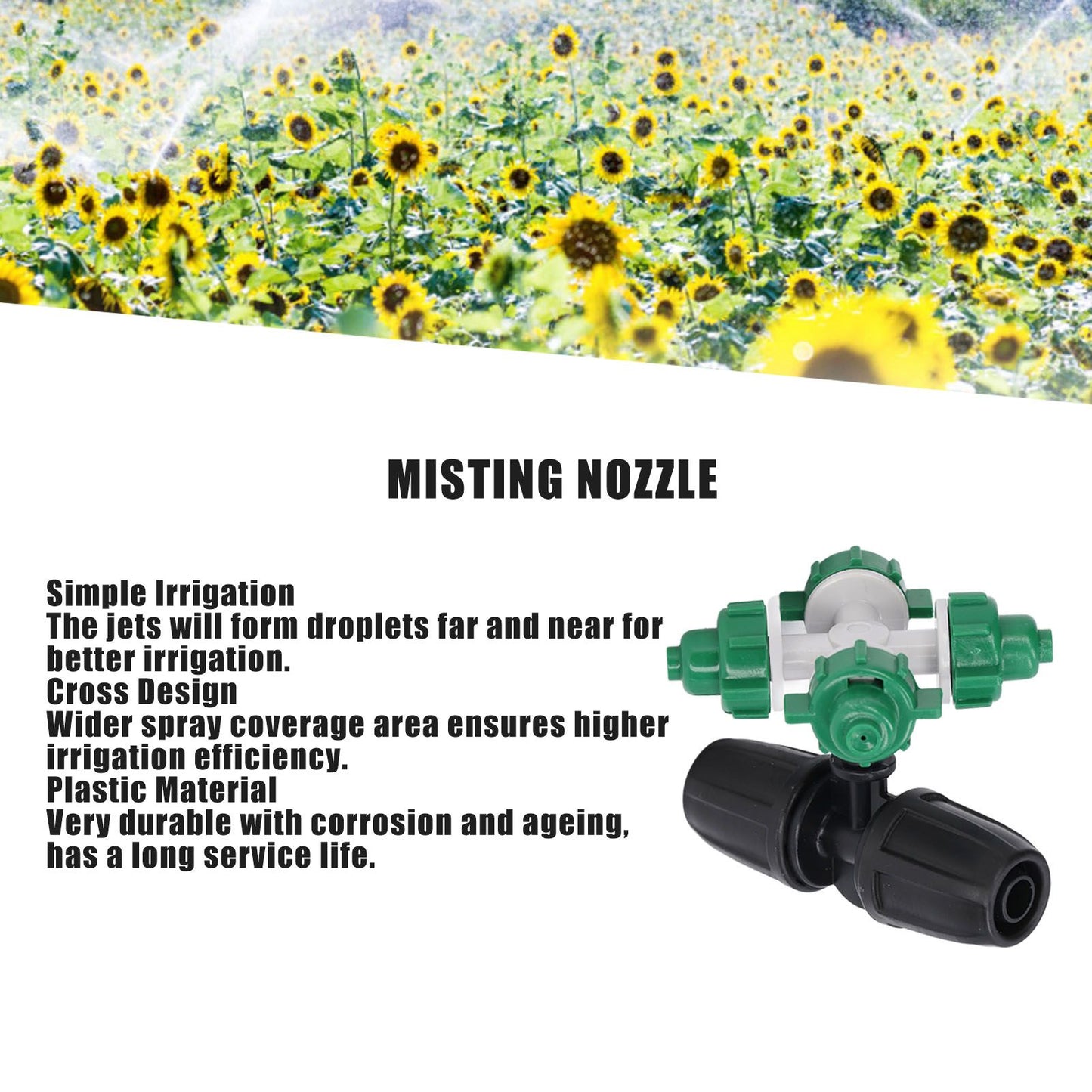 10 Sets Misting Nozzle Plastic Atomizing Cross Sprayer Accessory Kit for Irrigation V1294-YM0523-3111210509511