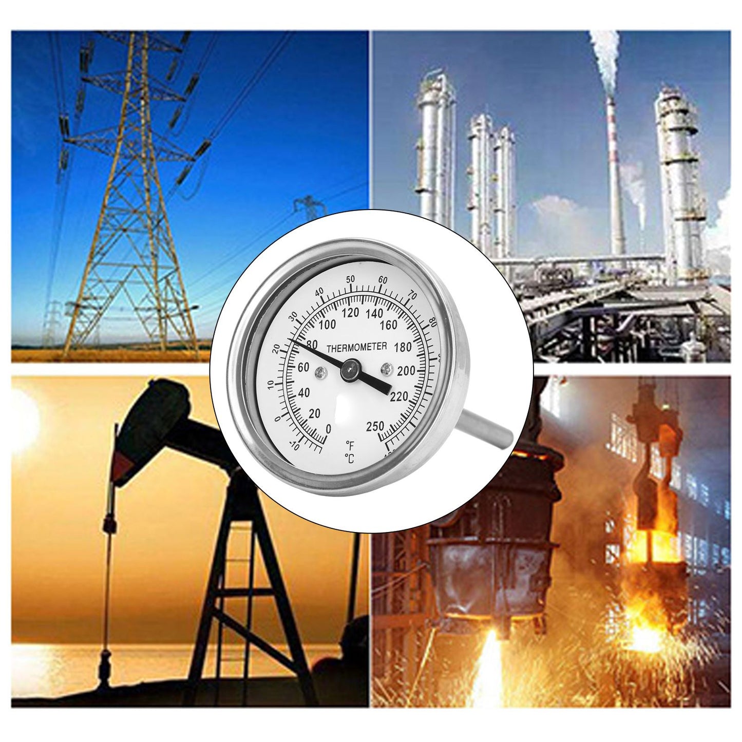 -18-120 degrees C Dial Thermometer Barbecue Oven Bimetallic Thermometer Pointer Type Temperature Gauge V1294-YM0523-3111220000811