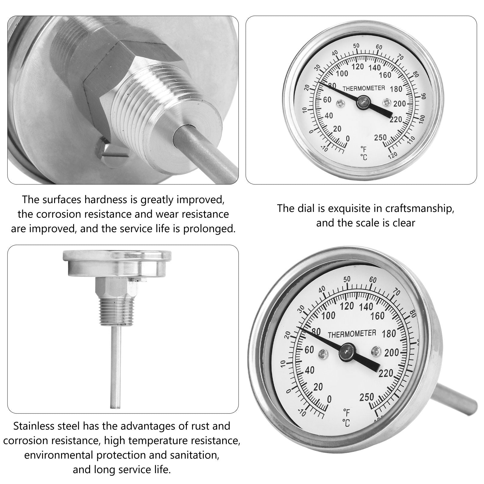 -18-120 degrees C Dial Thermometer Barbecue Oven Bimetallic Thermometer Pointer Type Temperature Gauge V1294-YM0523-3111220000811