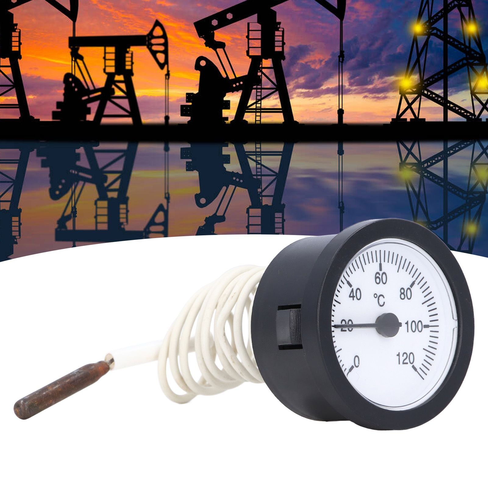 Dial Thermometer 0-120 degrees C Measuring Range Copper Sensor Clear Temperature Scale 52mm/2.0in Thermometer V1294-YM0523-3111220001511