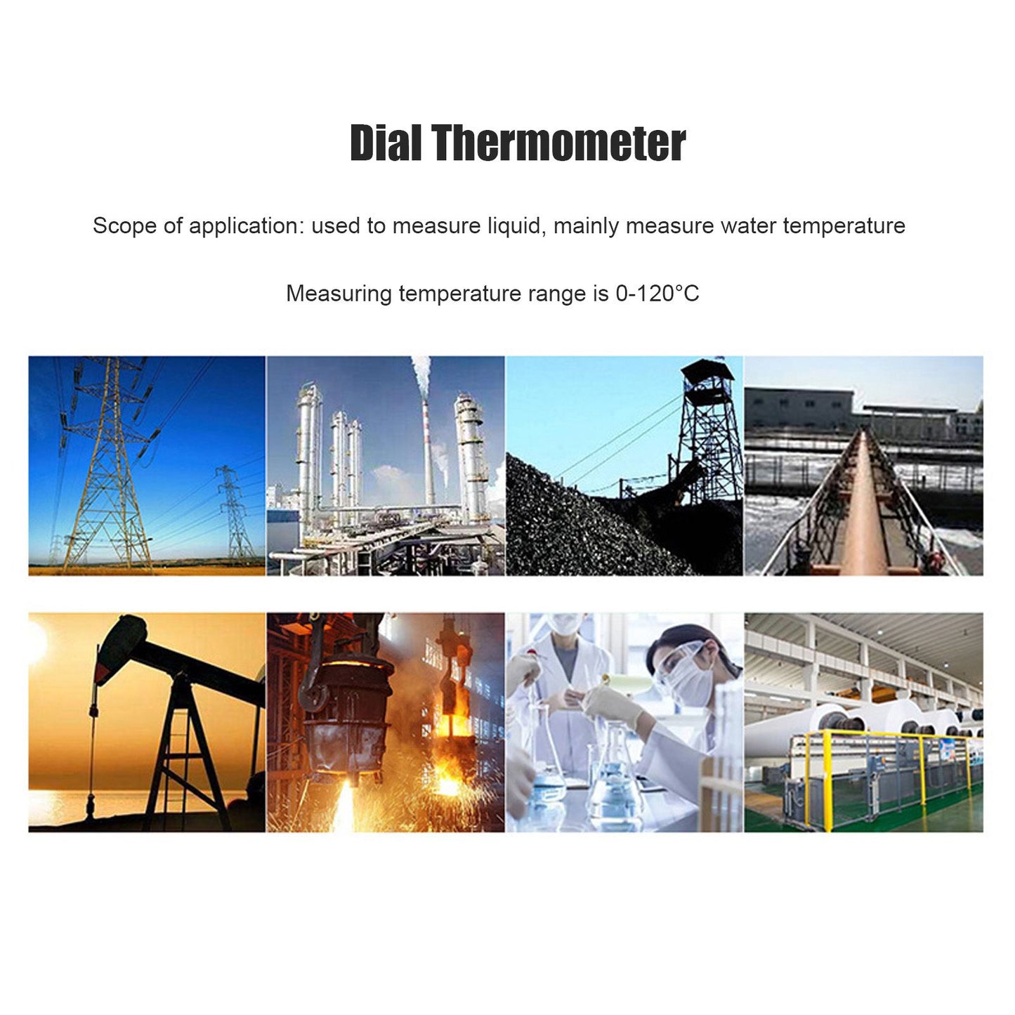 Dial Thermometer 0-120 degrees C Measuring Range Copper Sensor Clear Temperature Scale 52mm/2.0in Thermometer V1294-YM0523-3111220001511
