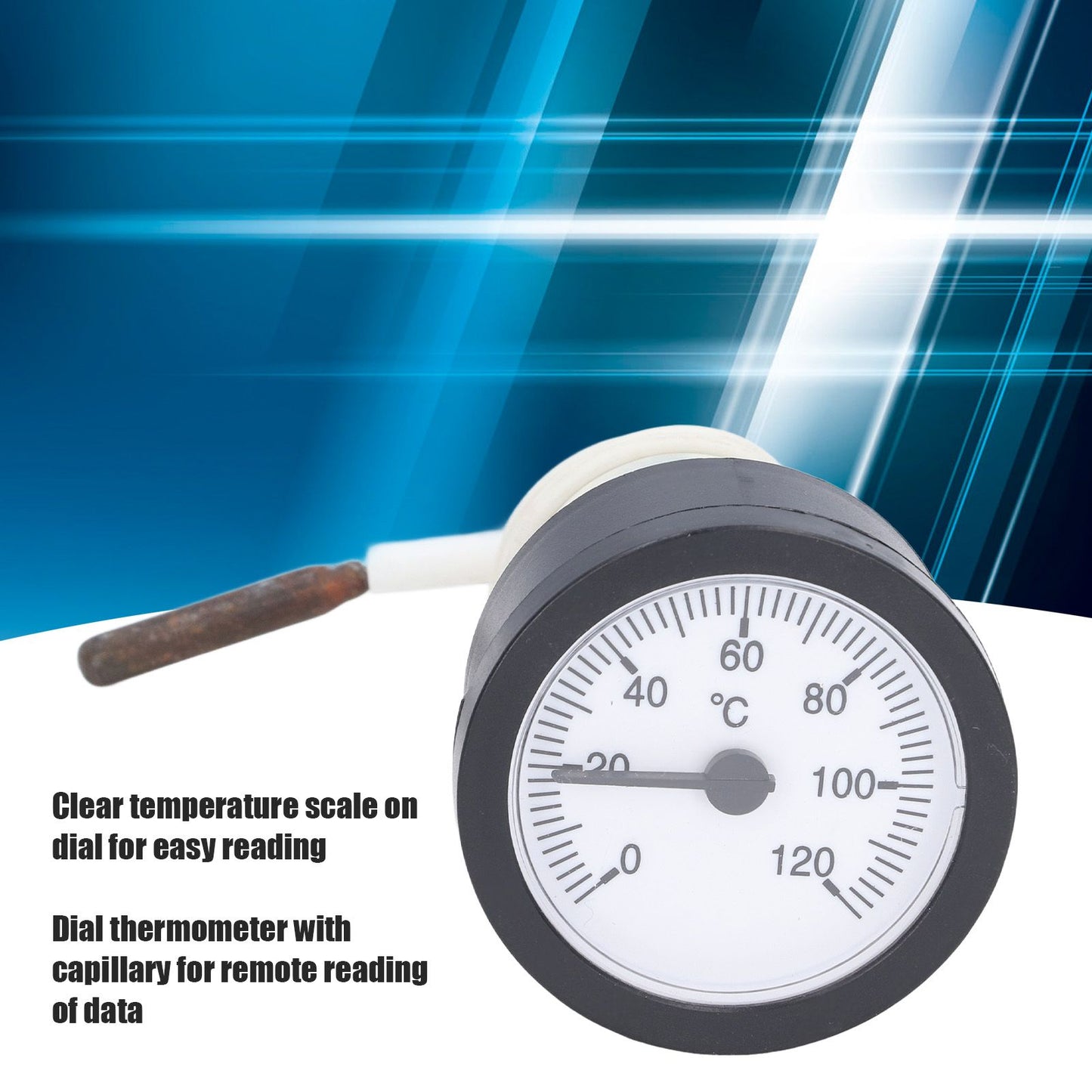 Dial Thermometer 0-120 degrees C Measuring Range Copper Sensor Clear Temperature Scale 52mm/2.0in Thermometer V1294-YM0523-3111220001511