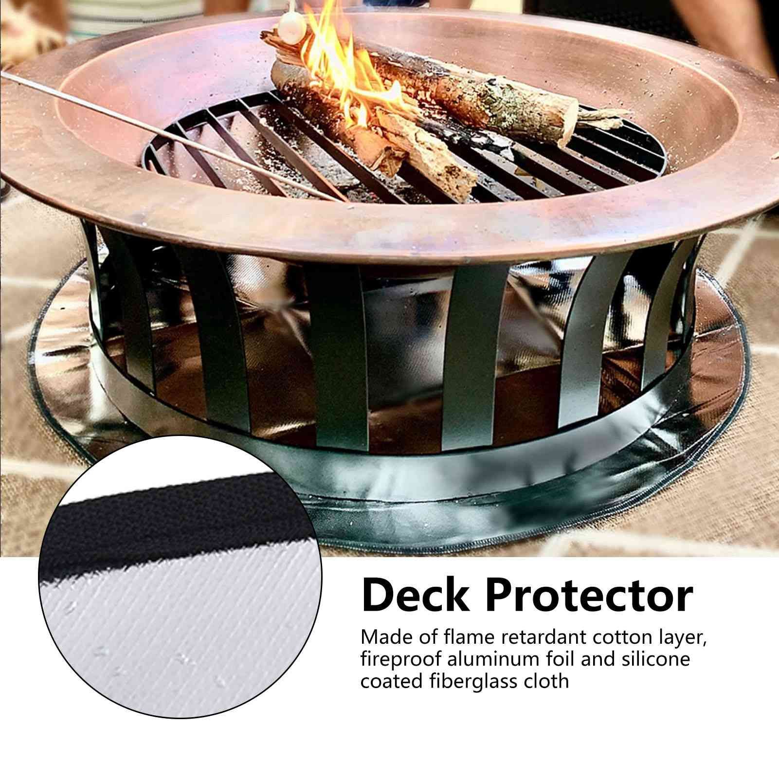 Fire Pit Mat Heat Resistant Grill Deck Protector Double Sided Round Lawn Mat for Outdoor Camping101.5cm / 40in V1294-YM0523-3111220001913