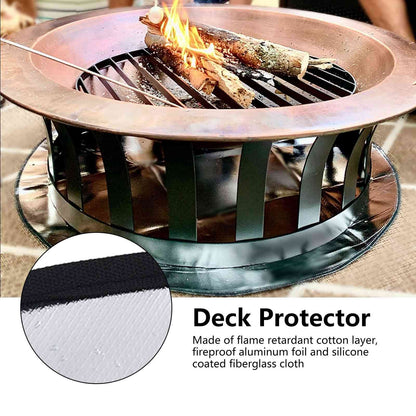 Fire Pit Mat Heat Resistant Grill Deck Protector Double Sided Round Lawn Mat for Outdoor Camping101.5cm / 40in V1294-YM0523-3111220001913