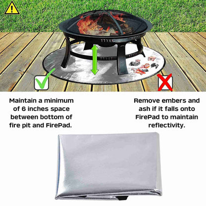 Fire Pit Mat Heat Resistant Grill Deck Protector Double Sided Round Lawn Mat for Outdoor Camping101.5cm / 40in V1294-YM0523-3111220001913
