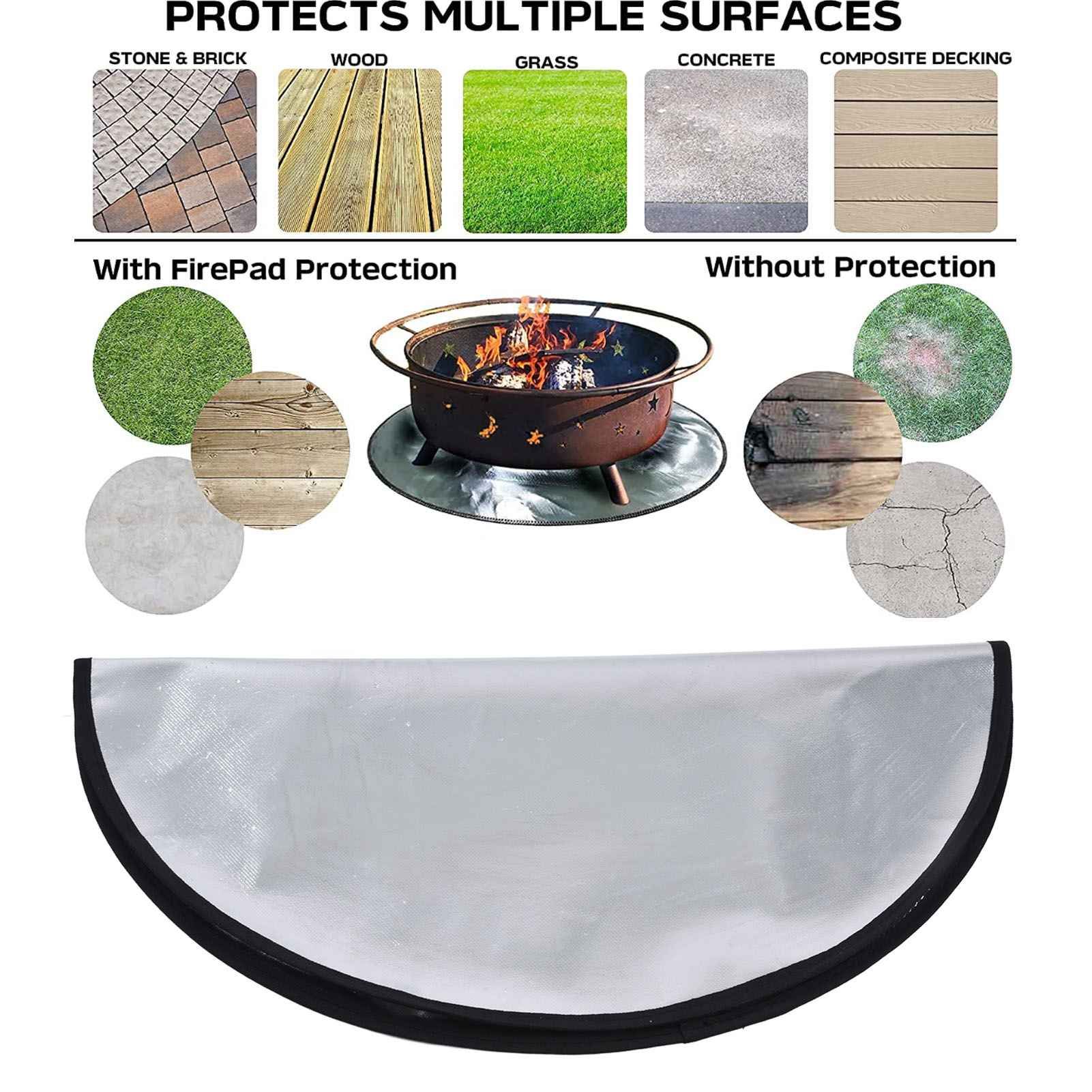 Fire Pit Mat Heat Resistant Grill Deck Protector Double Sided Round Lawn Mat for Outdoor Camping101.5cm / 40in V1294-YM0523-3111220001913