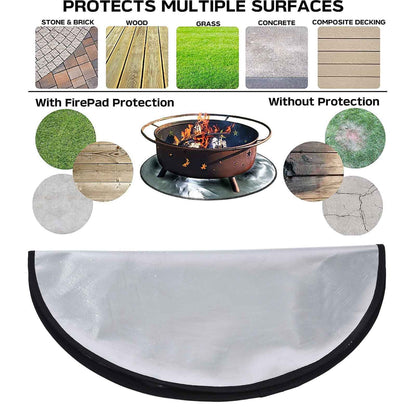 Fire Pit Mat Heat Resistant Grill Deck Protector Double Sided Round Lawn Mat for Outdoor Camping101.5cm / 40in V1294-YM0523-3111220001913