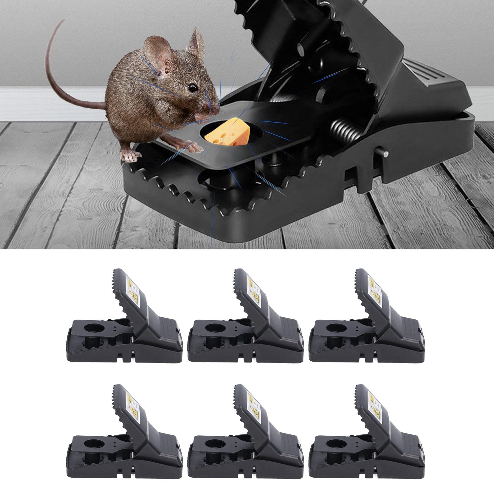 6Pcs Mouse Traps Plastic Material High Sensitivity Touchless Design Safe Reusable Rat Catcher Trapping Tool V1294-YM0523-3111220004711