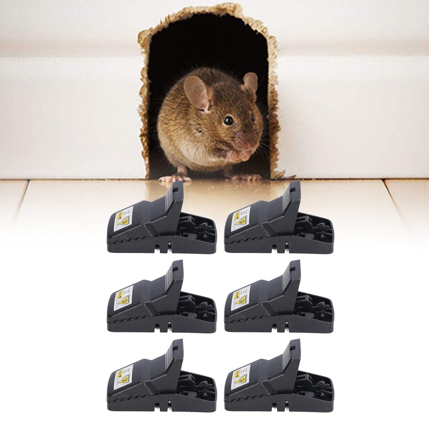 6Pcs Mouse Traps Plastic Material High Sensitivity Touchless Design Safe Reusable Rat Catcher Trapping Tool V1294-YM0523-3111220004711