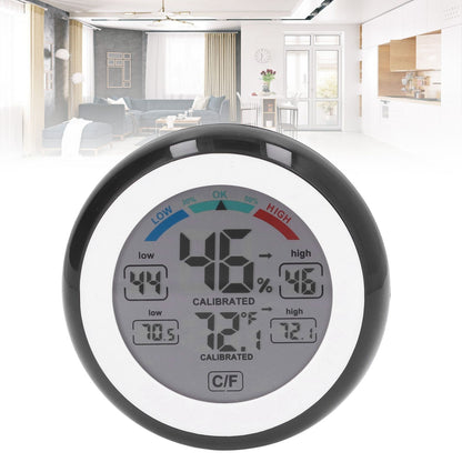 Indoor Outdoor Thermometer Hygrometer Round Touch Screen Wireless Electronic Temperature Humidity Meter with V1294-YM0523-3111220005611