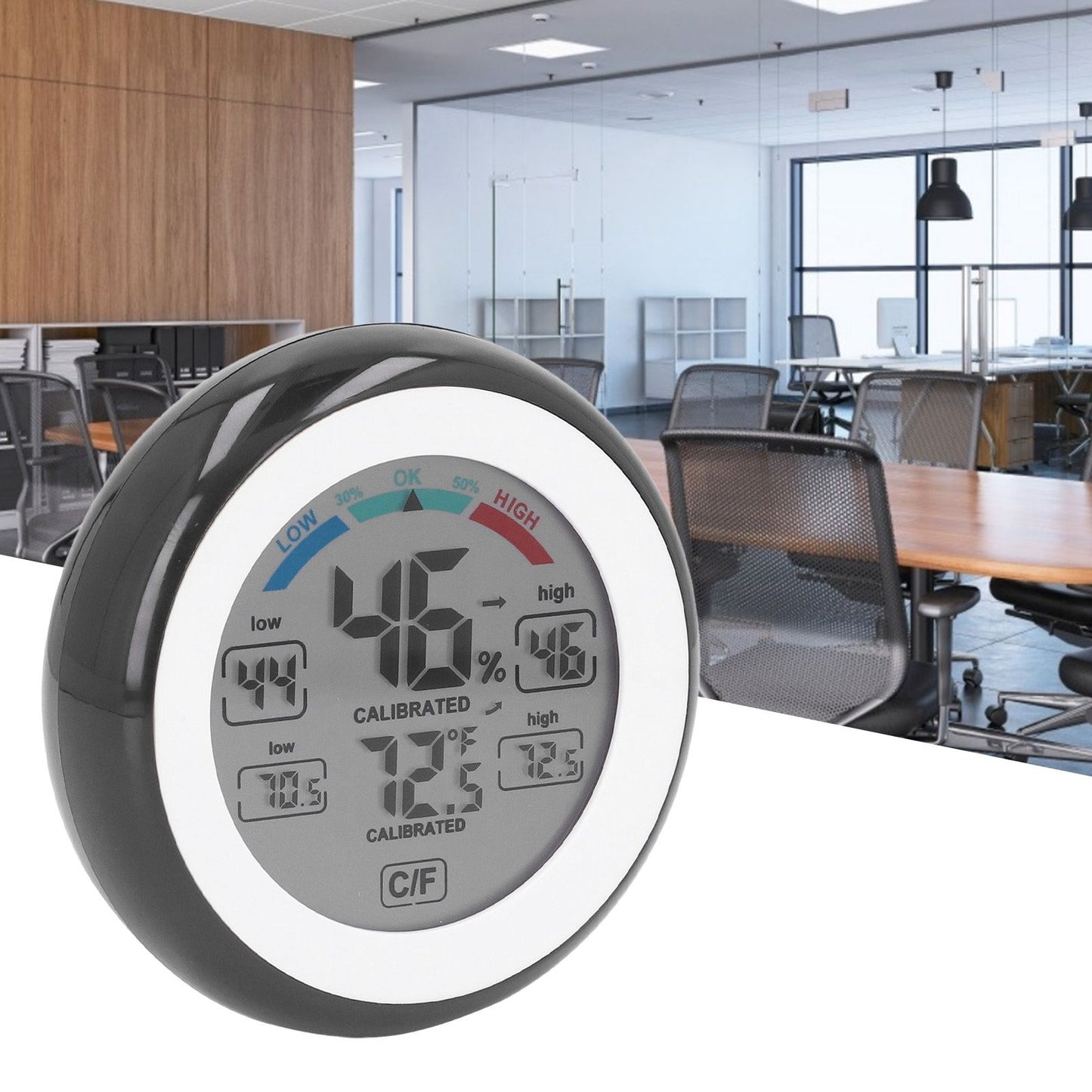 Indoor Outdoor Thermometer Hygrometer Round Touch Screen Wireless Electronic Temperature Humidity Meter with V1294-YM0523-3111220005611