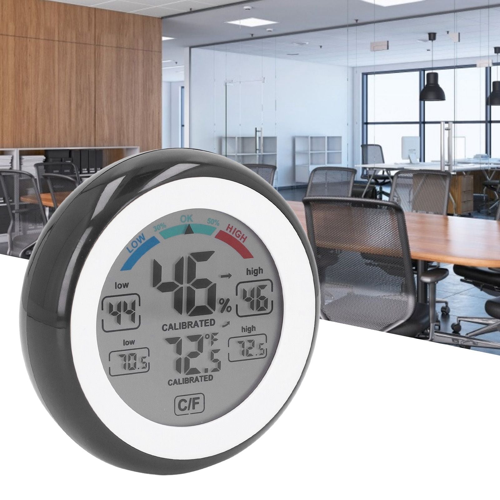 Indoor Outdoor Thermometer Hygrometer Round Touch Screen Wireless Electronic Temperature Humidity Meter with V1294-YM0523-3111220005611